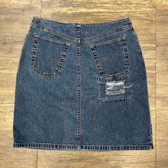 Vintage Polo Jeans Co Ralph Lauren Denim Skirt Size‎ 14 Distressed (small) 90s - Picture 4 of 6